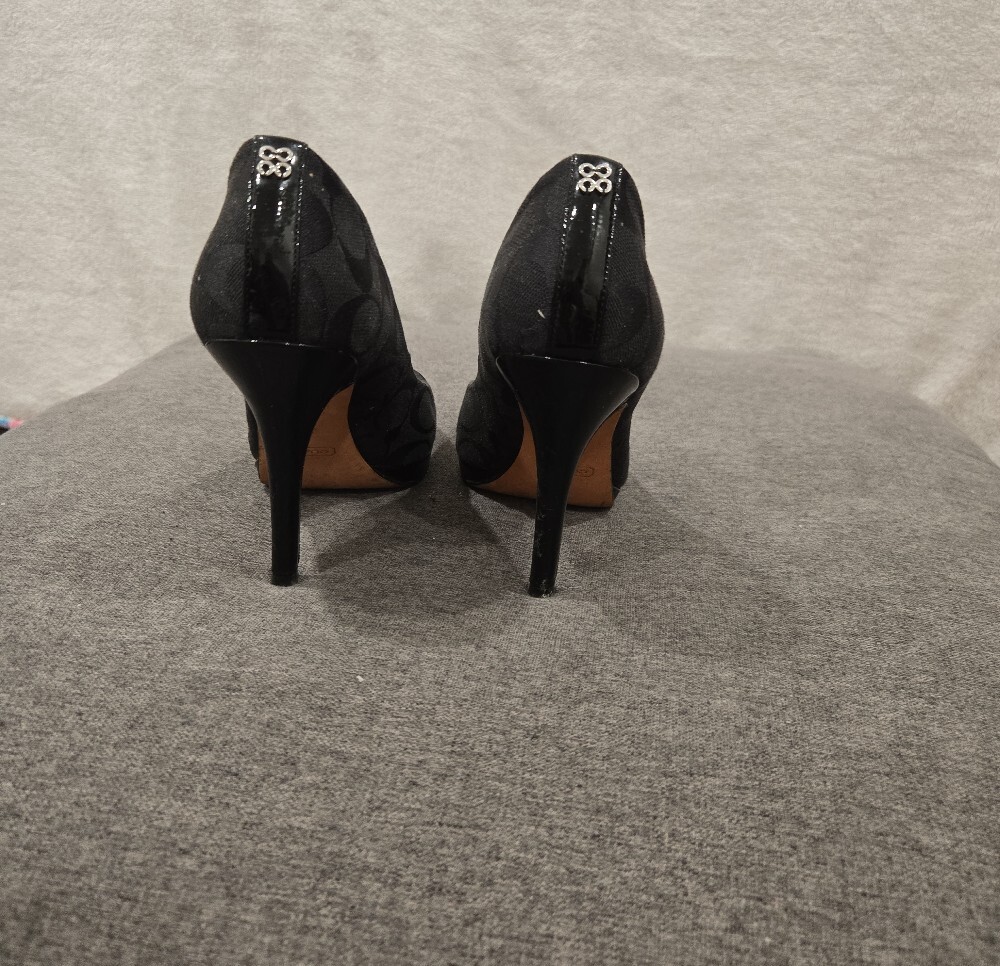 Coach Black Signature Logo Stiletto Pumps - Picture 3 of 5